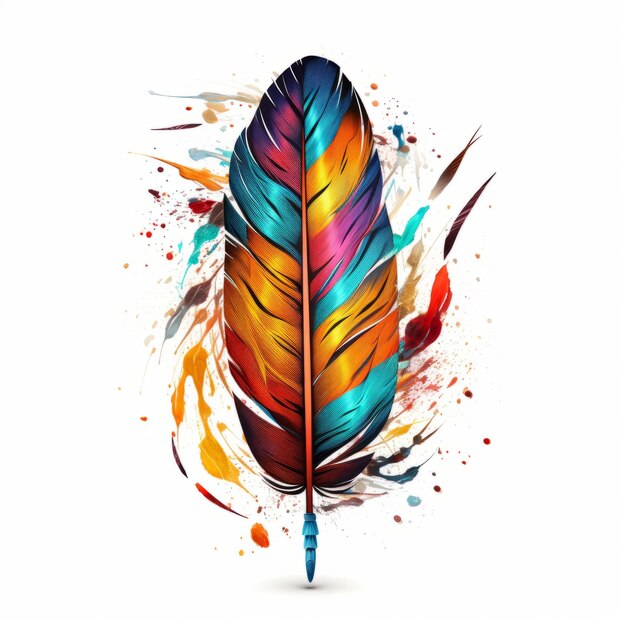 Photo spirit of the wilderness a vibrant encounter with native american arrowheads and colorful feathers