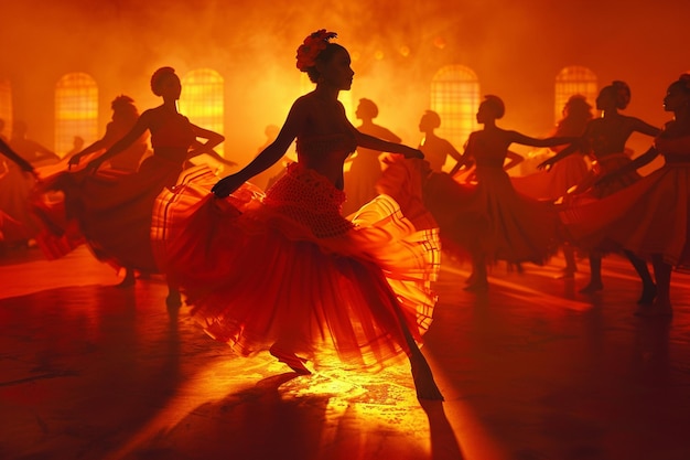 Spirited salsa dancers moving to lively rhythms oc