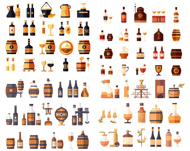Photo spirits and distillery infographic icons on white
