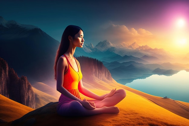 Spiritual awakening meditation Mindfulness concept enlightment