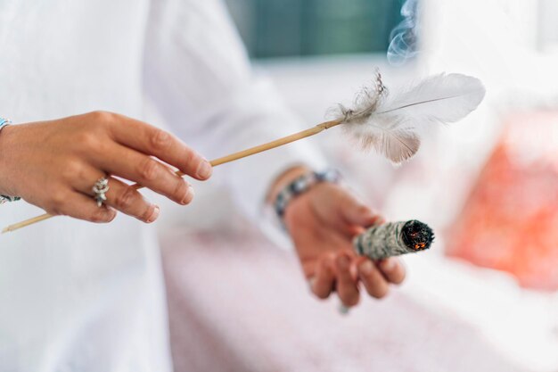 Spiritual Cleansing Burning Sage Indoors