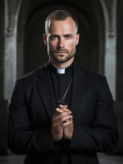 Photo spiritual male priest in church ai generated