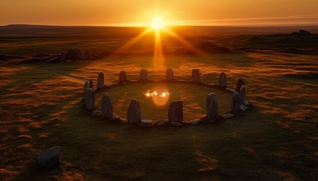 Foto il monumento spirituale si erge alto nel paesaggio panoramico generato dall'intelligenza artificiale