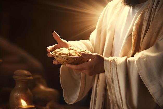イエスがパンを割る霊的な表現 創世記 ai