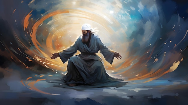 Spiritual Turkish illustration about Sufism