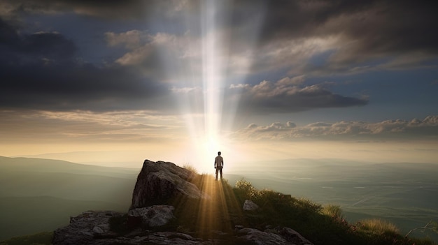 Foto spirituele verbindingsweg naar god biddend voor god-concept