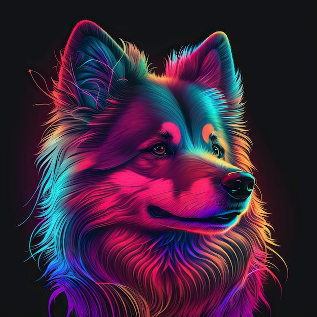 Spitz in neon colors Generative AI