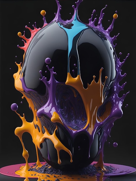 Splash art abstract shape black background