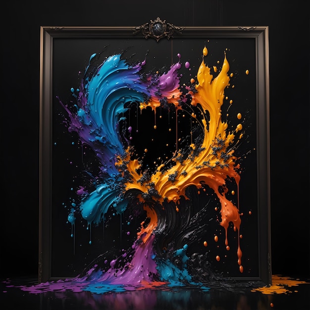 Splash art of frame shapes black background