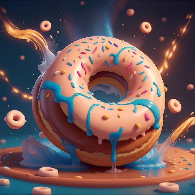 Splash art illustration of donuts