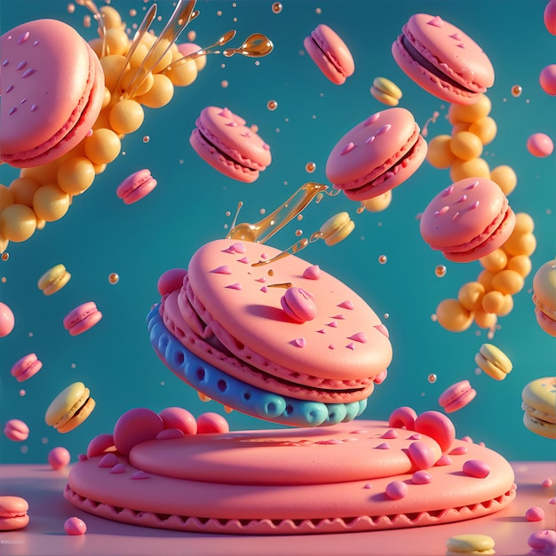 Splash art illustration of macarons