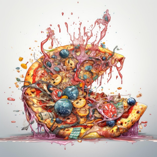 Splash art a pizza generative ai