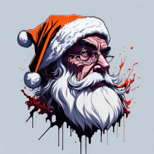 Splash art santa claus head portrait poster Generative ai