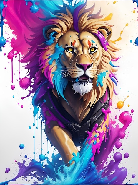 Splash art with lion shape