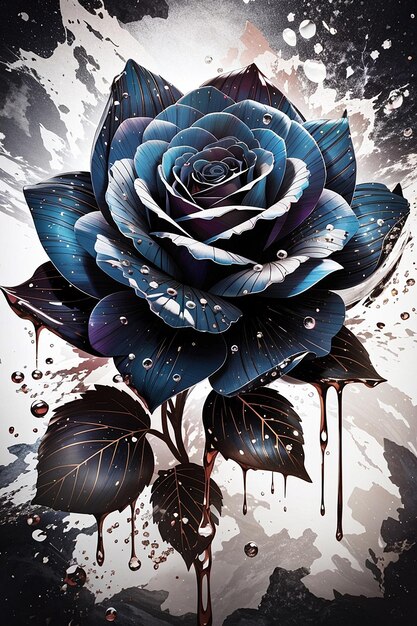 A Splash Arts Aesthetic black rose AI generated art