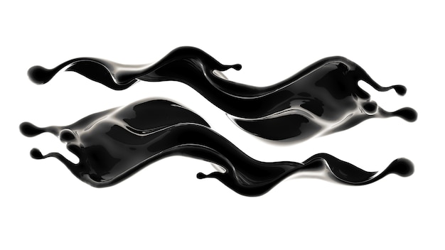 Splash of black liquid. 3d illustration, 3d rendering.