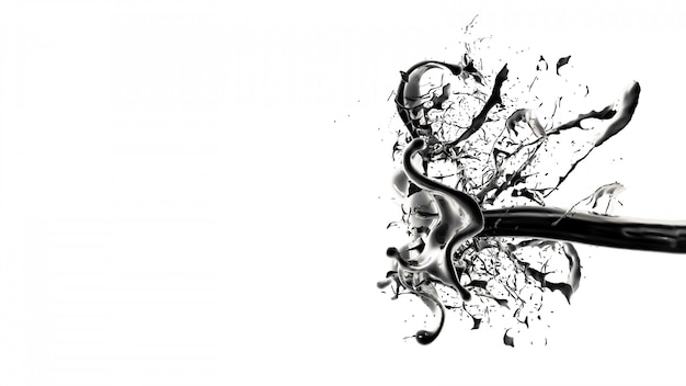 Splash of black liquid. 3d illustration