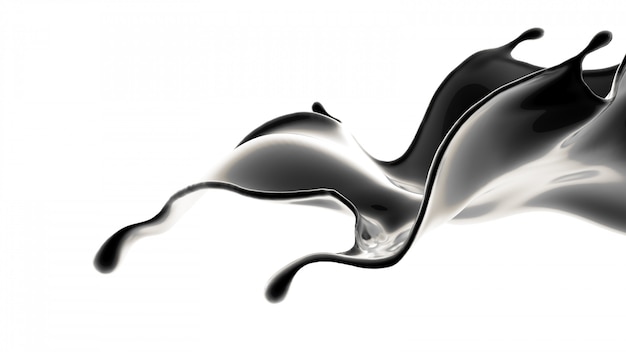 Photo splash of black liquid. 3d illustration