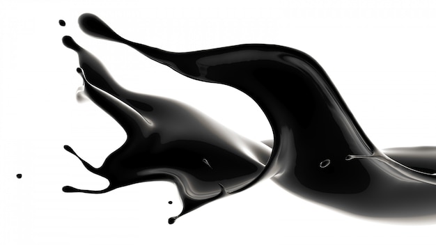 Splash of black liquid. 3d rendering.