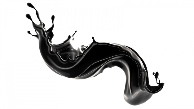 Splash of black liquid.