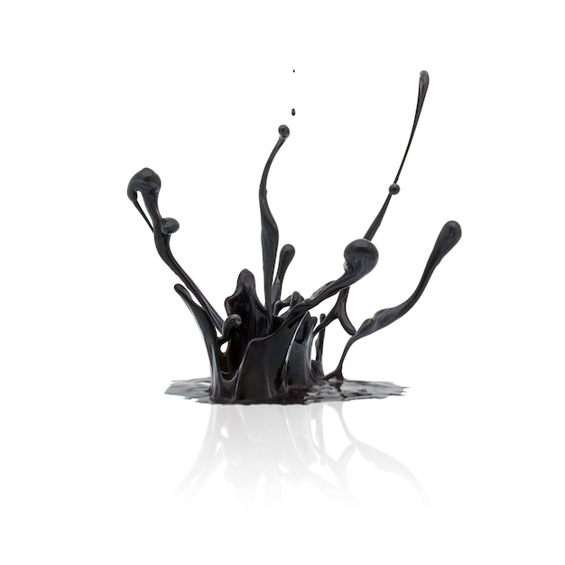 A splash of black paint isolated on white background. Taken in Studio with a 5D mark III.