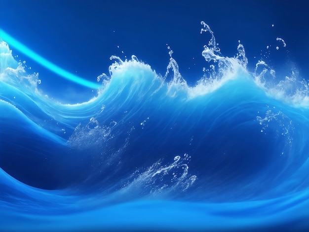 Splash blue flowing wave generative ai illustration