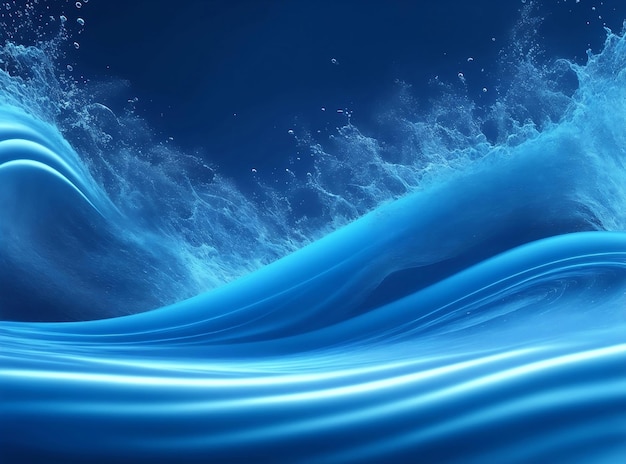 Splash blue flowing wave Generative AI Illustration