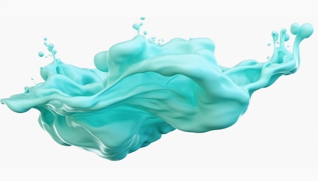 Splash of blue paint floats on the isolated background