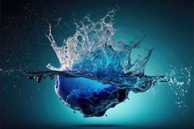 Splash blue water transparent isolated background