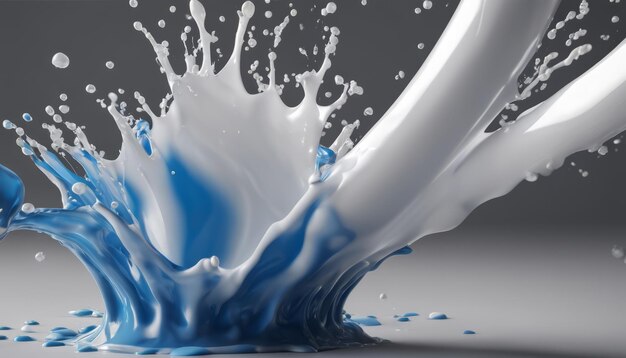 Photo a splash of blue and white milk