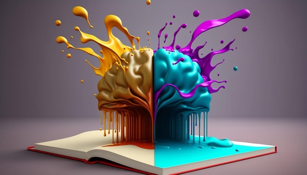 Photo splash brainstorm and inspire concept 3d render bookgenerative ai