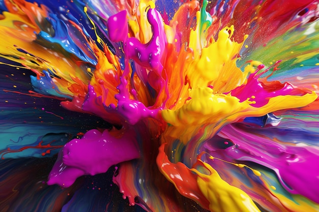 Splash of bright multicolored paints