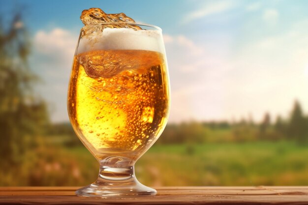 스플래시 버블 보케 폼 배경 알코올 잔 음료 그라디언트 차가운 맥주 생성 AI