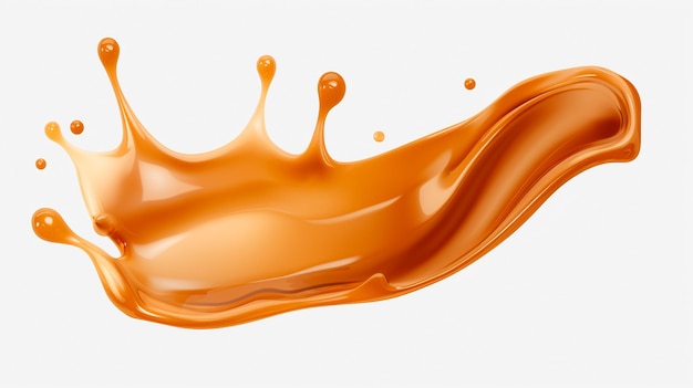 splash of caramel sauce isolated on white background