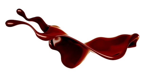 A splash of chocolate. 3d illustration, 3d rendering.