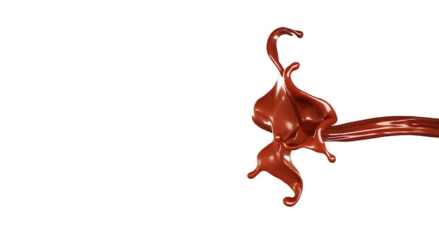 Una spruzzata di cioccolato. illustrazione 3d, rendering 3d.