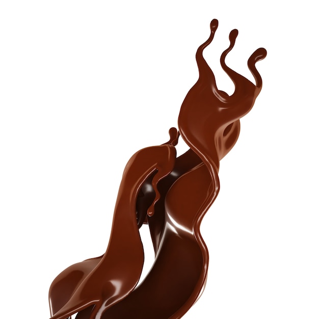 Una spruzzata di cioccolato. illustrazione 3d, rendering 3d.