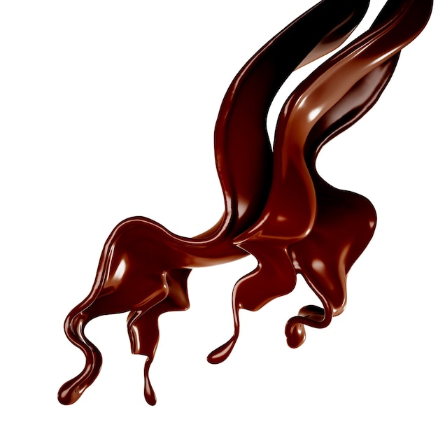 Una spruzzata di cioccolato. illustrazione 3d, rendering 3d.