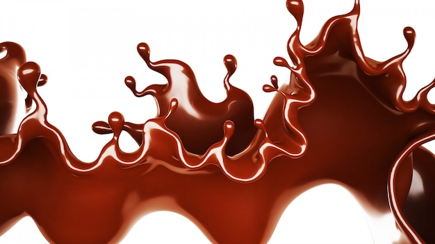 A splash of chocolate. 3d rendering.