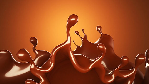 A splash of chocolate on brown background. 3d rendering