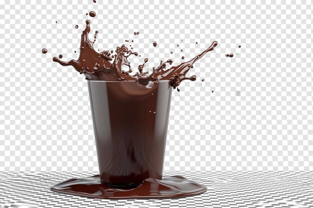 Splash of chocolate in glass isolated on transparent backgroundd rendering