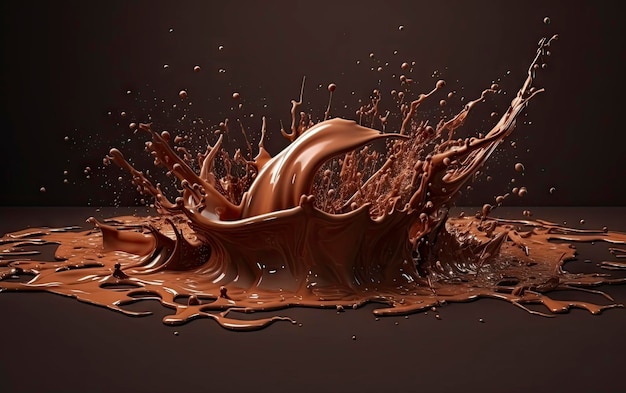 A splash of chocolate is shown in this 3d rendering.