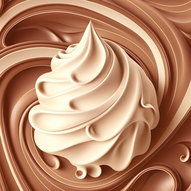 スプラッシュ チョコレートとミルクの渦巻きミックス背景イラスト画像