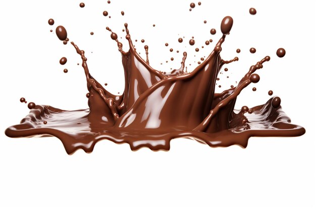 Photo a splash of chocolate on a white background perfect for food and dessert related projects