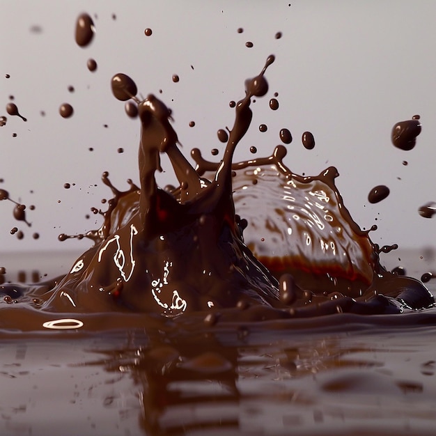 a splash of chocolate with a splash of milk splashing in it