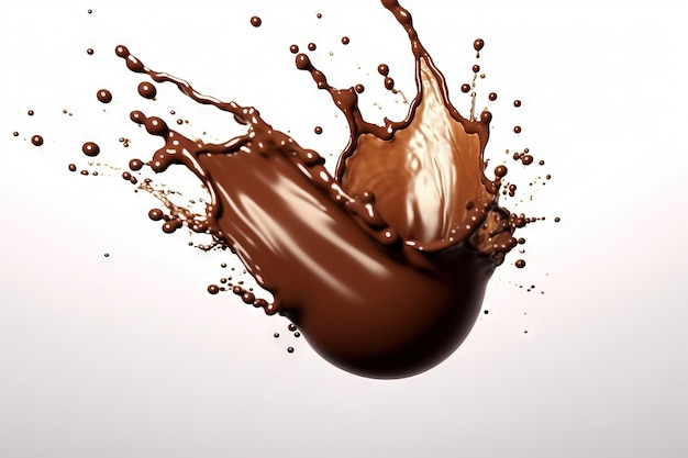 A splash of chocolate with a splash of milk splashing on it