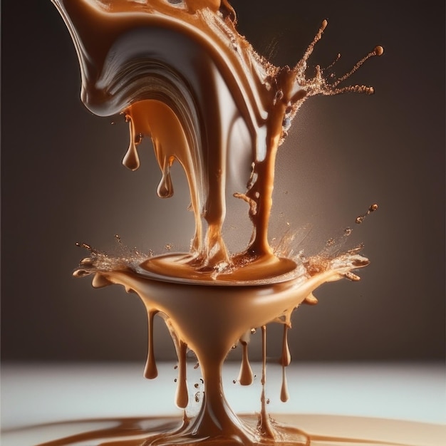 a splash of chocolate with a splash of orange liquid.