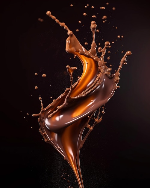A splash of chocolate with the word chocolate on it
