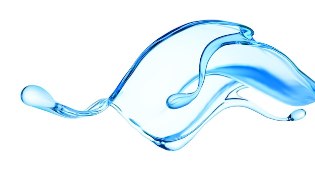 Photo splash of clear blue liquid, water. 3d illustration, 3d rendering.