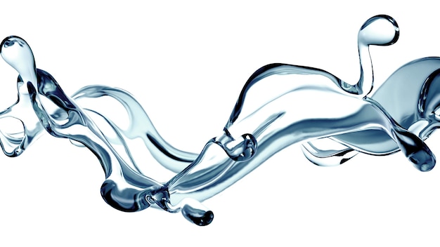 Photo splash of clear blue liquid, water. 3d illustration, 3d rendering.